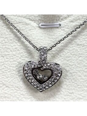 TRYNDI Heart Necklace WIth Wife Card Could Be For Anyone Silvertone Crystals 18"